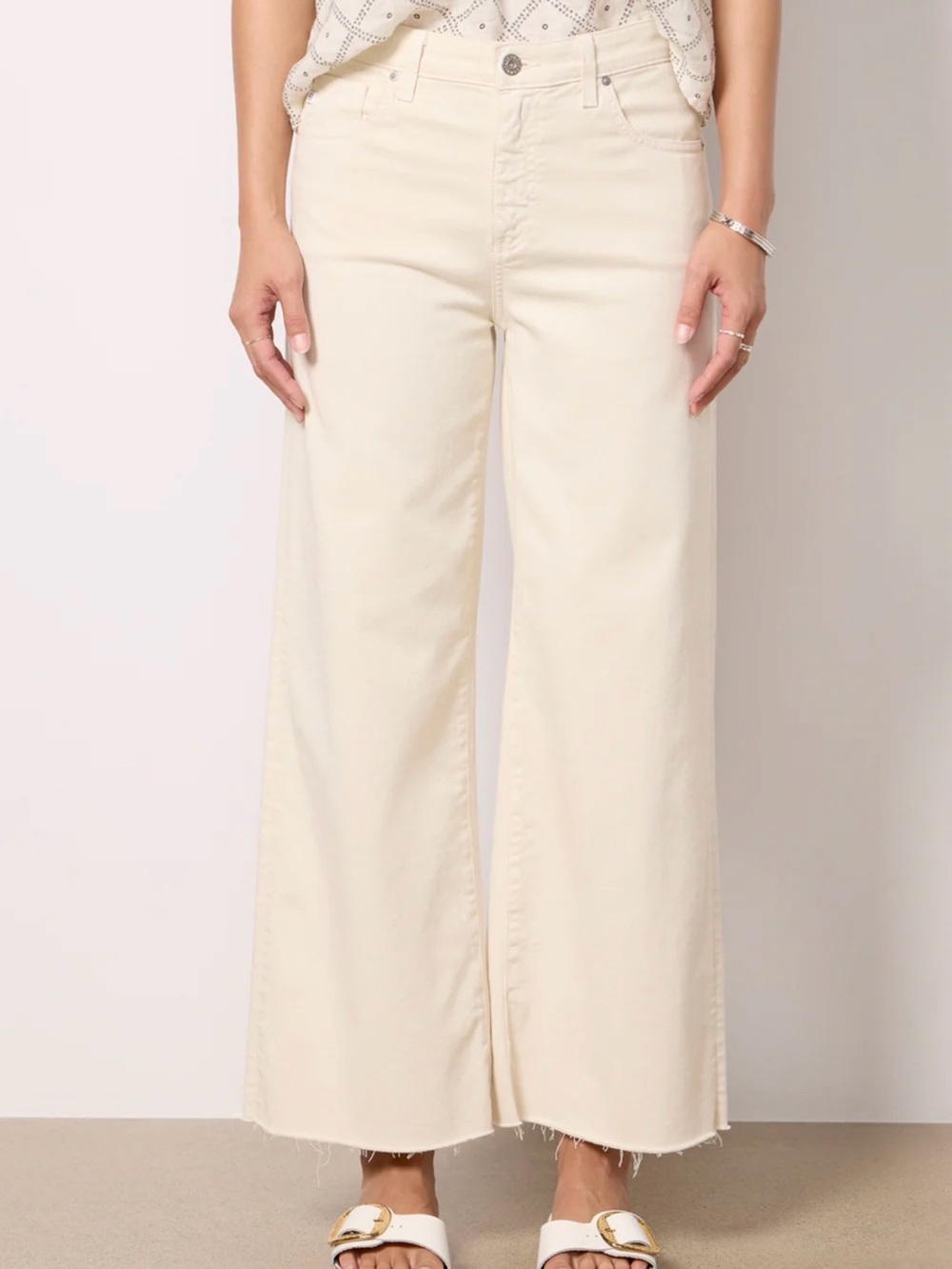 AG Saige Wide Leg Jeans in Ecru - 27